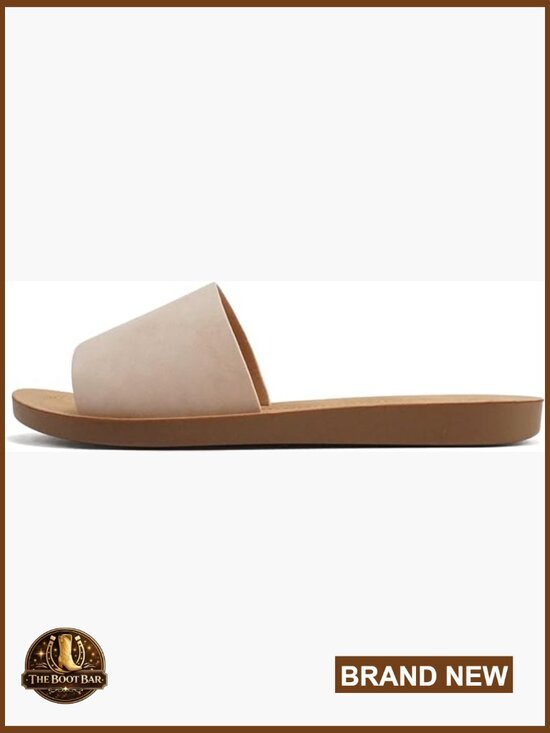 Rokment Women Women Flip Flops Slides Flat Sandals Casual Beach Slip On Peep Toe Suede